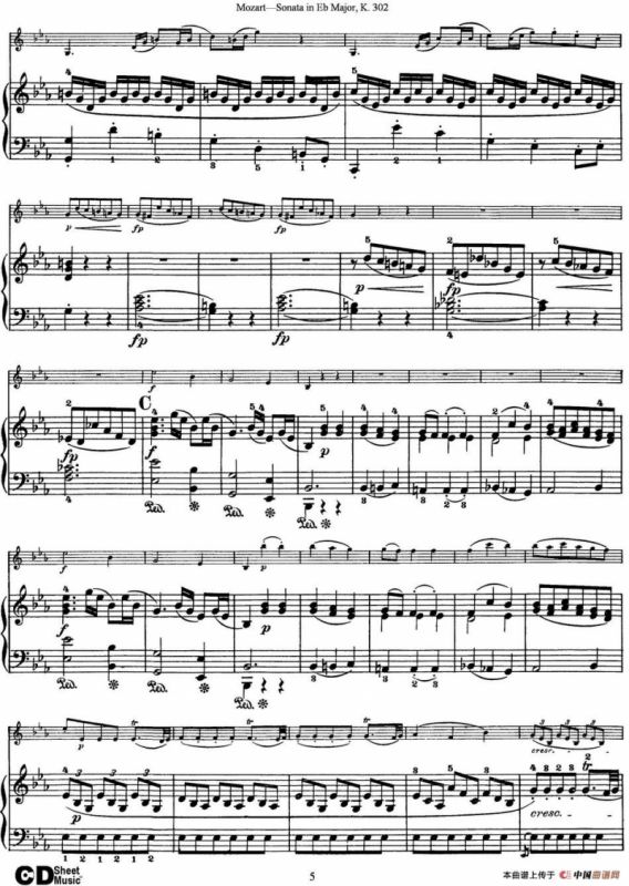 Violin Sonata in Eb Major K.302（小提琴+钢琴伴奏）