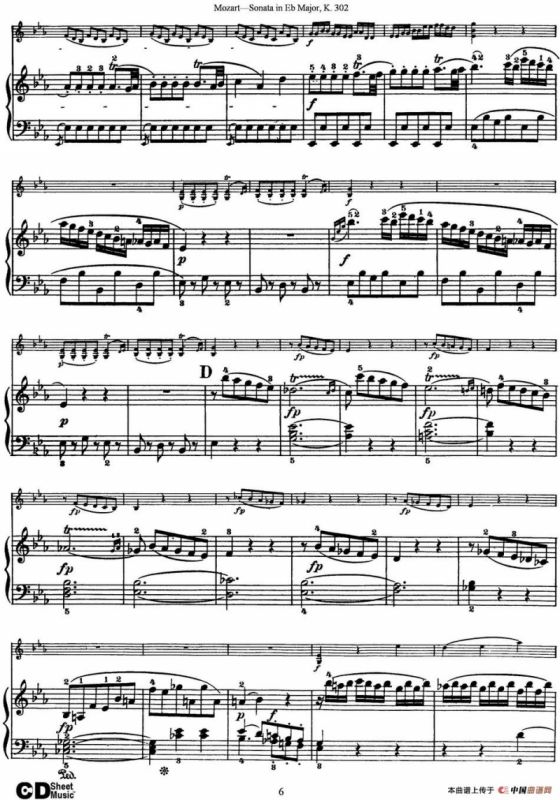 Violin Sonata in Eb Major K.302（小提琴+钢琴伴奏）