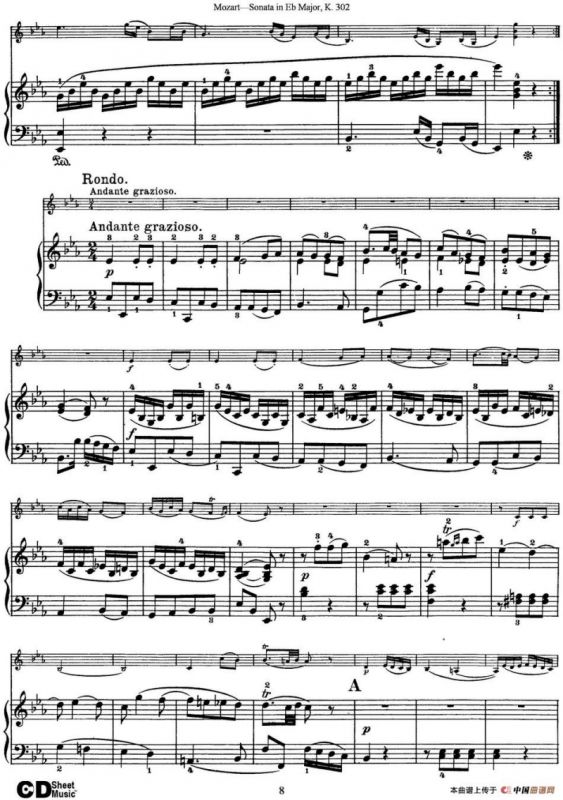 Violin Sonata in Eb Major K.302（小提琴+钢琴伴奏）