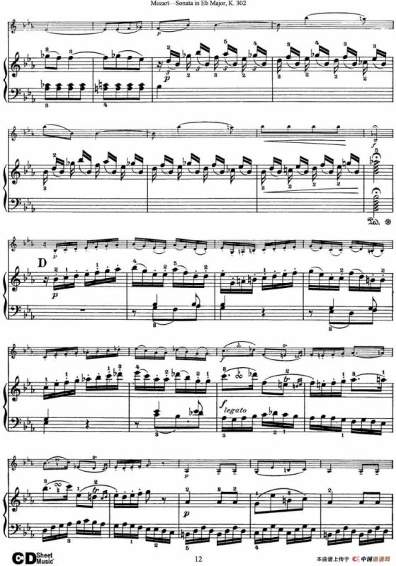 Violin Sonata in Eb Major K.302（小提琴+钢琴伴奏）