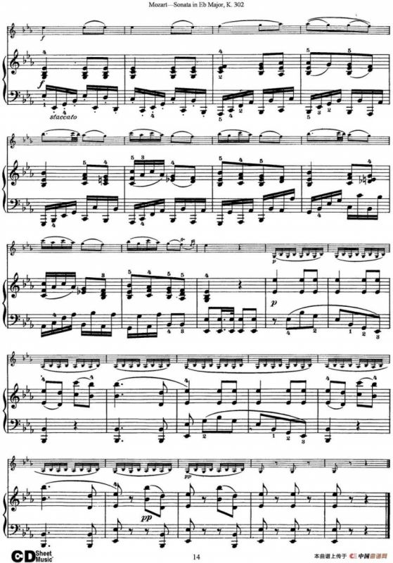 Violin Sonata in Eb Major K.302（小提琴+钢琴伴奏）