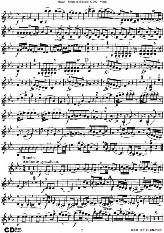 Violin Sonata in Eb Major K.302