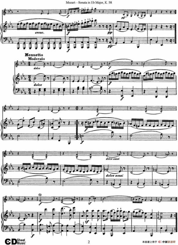 Violin Sonata in Eb Major K.58（小提琴+钢琴伴奏）