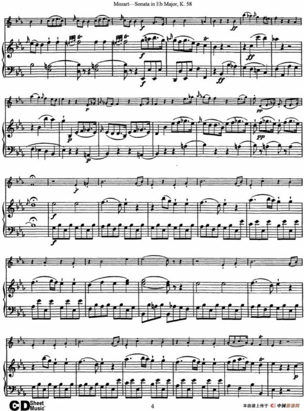 Violin Sonata in Eb Major K.58（小提琴+钢琴伴奏）