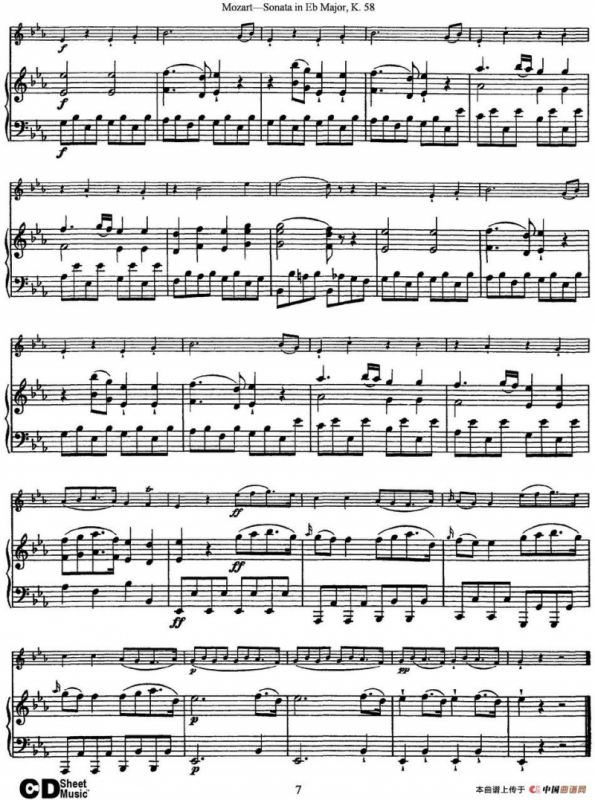 Violin Sonata in Eb Major K.58（小提琴+钢琴伴奏）