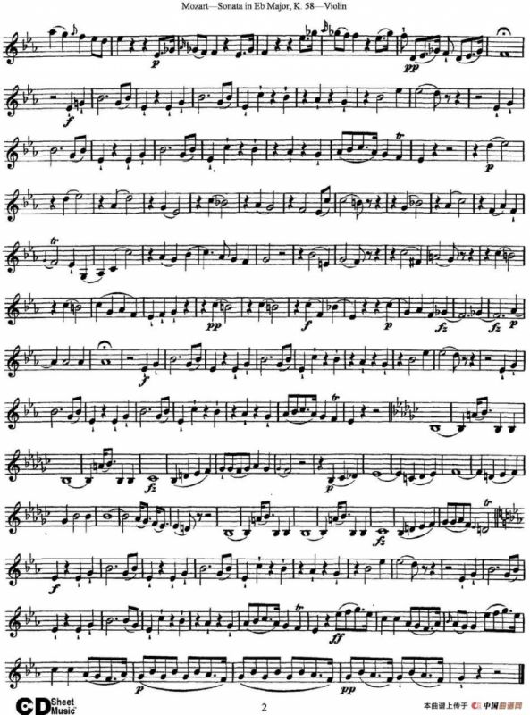 Violin Sonata in Eb Major K.58