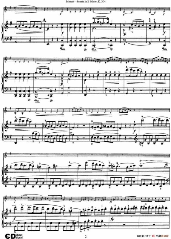 Violin Sonata in E Minor K.304（小提琴+钢琴伴奏）