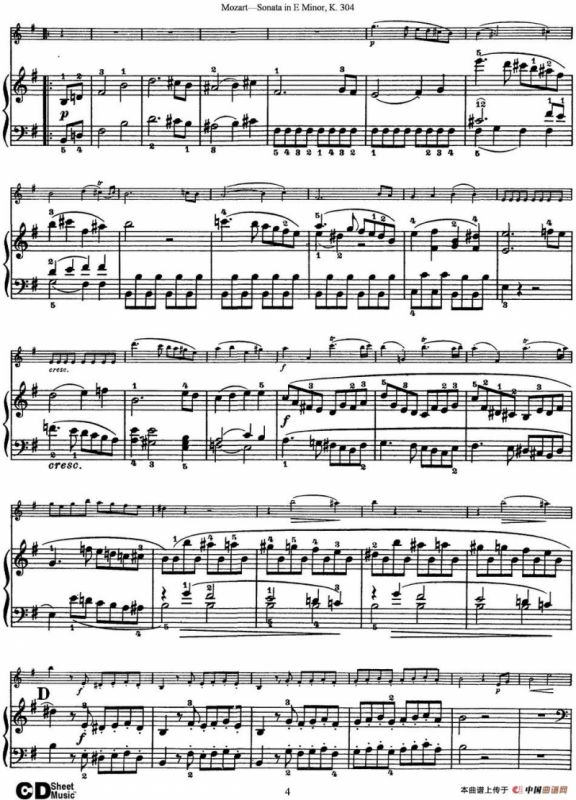 Violin Sonata in E Minor K.304（小提琴+钢琴伴奏）