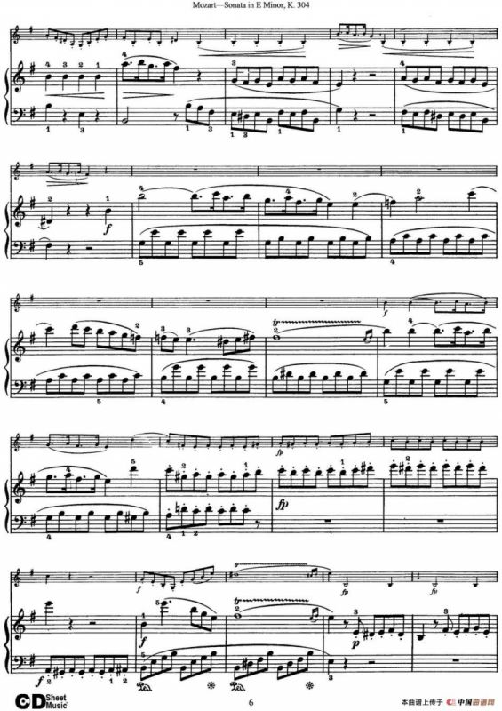 Violin Sonata in E Minor K.304（小提琴+钢琴伴奏）