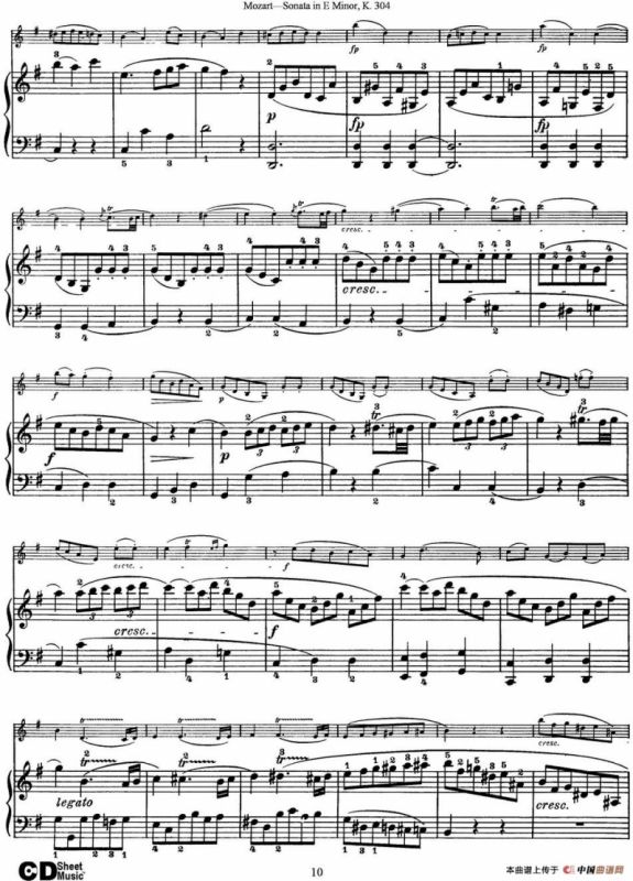 Violin Sonata in E Minor K.304（小提琴+钢琴伴奏）