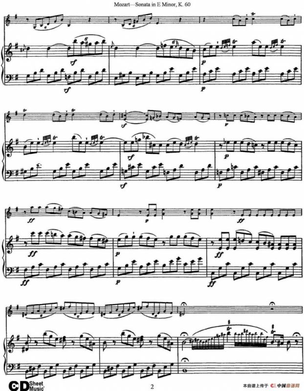 Violin Sonata in E Minor K.60（小提琴+钢琴伴奏）