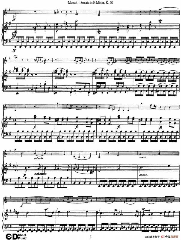 Violin Sonata in E Minor K.60（小提琴+钢琴伴奏）