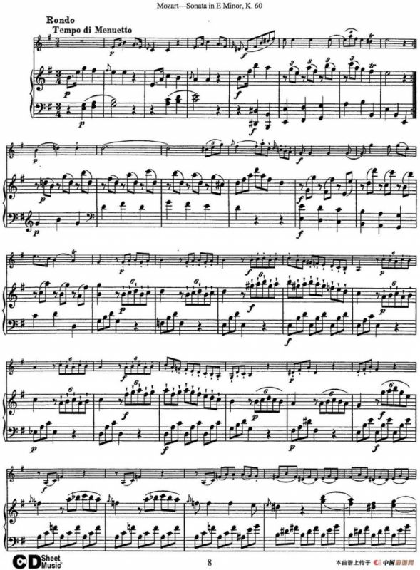 Violin Sonata in E Minor K.60（小提琴+钢琴伴奏）