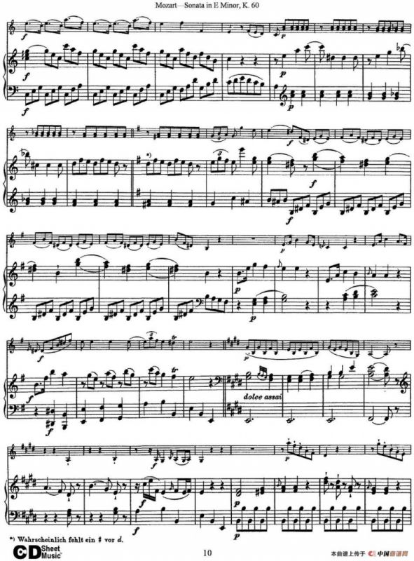 Violin Sonata in E Minor K.60（小提琴+钢琴伴奏）