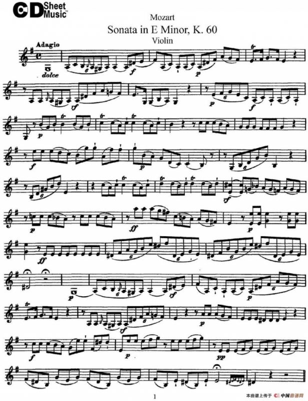 Violin Sonata in E Minor K.60