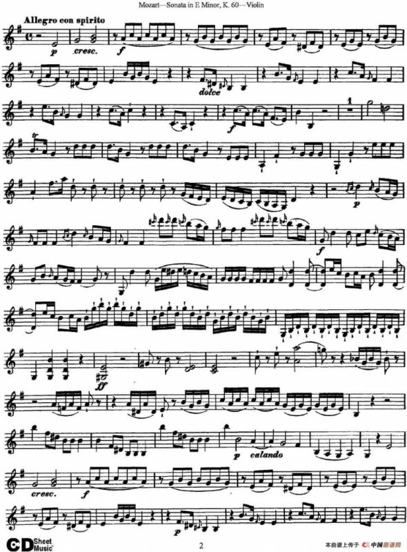 Violin Sonata in E Minor K.60