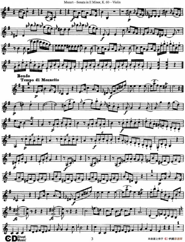 Violin Sonata in E Minor K.60