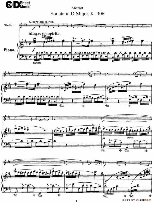 Violin Sonata in D Major K.306（小提琴+钢琴伴奏）