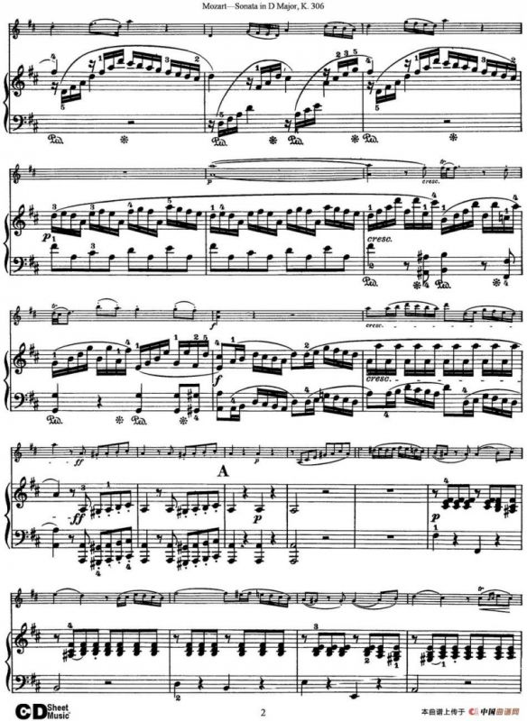 Violin Sonata in D Major K.306（小提琴+钢琴伴奏）