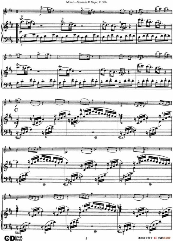 Violin Sonata in D Major K.306（小提琴+钢琴伴奏）