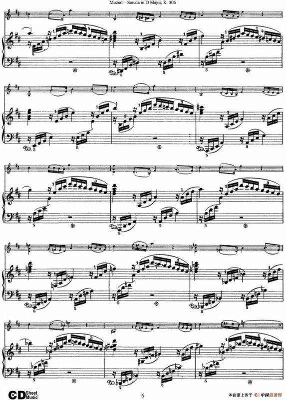 Violin Sonata in D Major K.306（小提琴+钢琴伴奏）