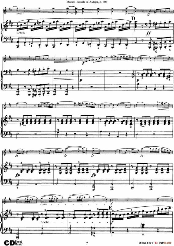 Violin Sonata in D Major K.306（小提琴+钢琴伴奏）