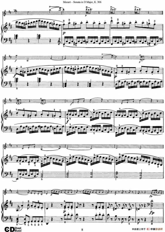 Violin Sonata in D Major K.306（小提琴+钢琴伴奏）