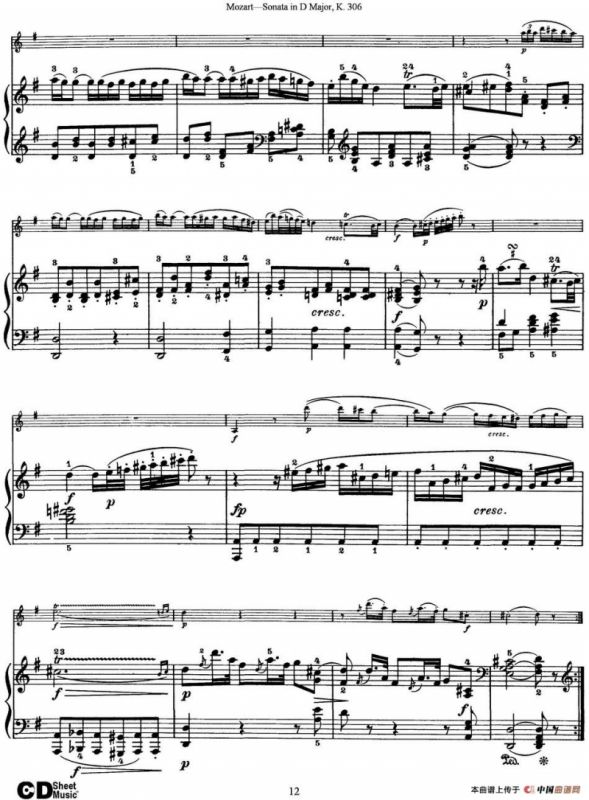 Violin Sonata in D Major K.306（小提琴+钢琴伴奏）