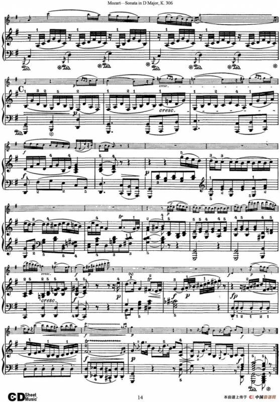 Violin Sonata in D Major K.306（小提琴+钢琴伴奏）