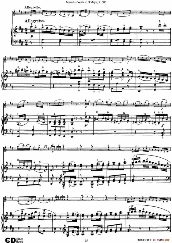 Violin Sonata in D Major K.306（小提琴+钢琴伴奏）