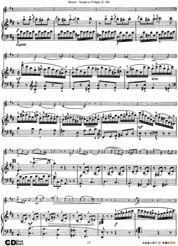 Violin Sonata in D Major K.306（小提琴+钢琴伴奏）