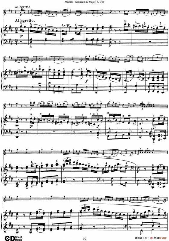 Violin Sonata in D Major K.306（小提琴+钢琴伴奏）