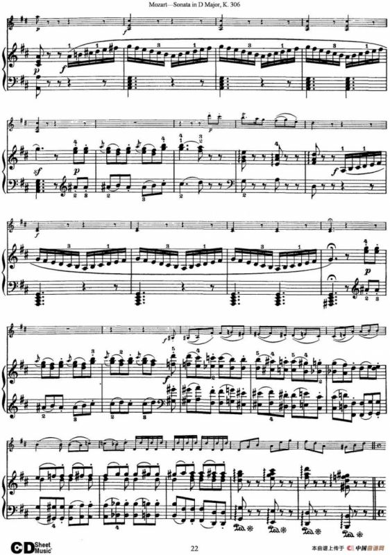 Violin Sonata in D Major K.306（小提琴+钢琴伴奏）