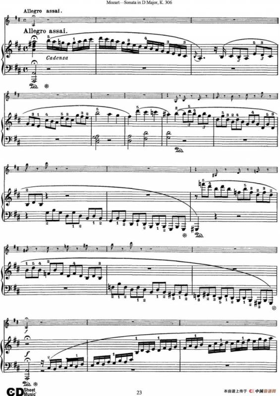 Violin Sonata in D Major K.306（小提琴+钢琴伴奏）