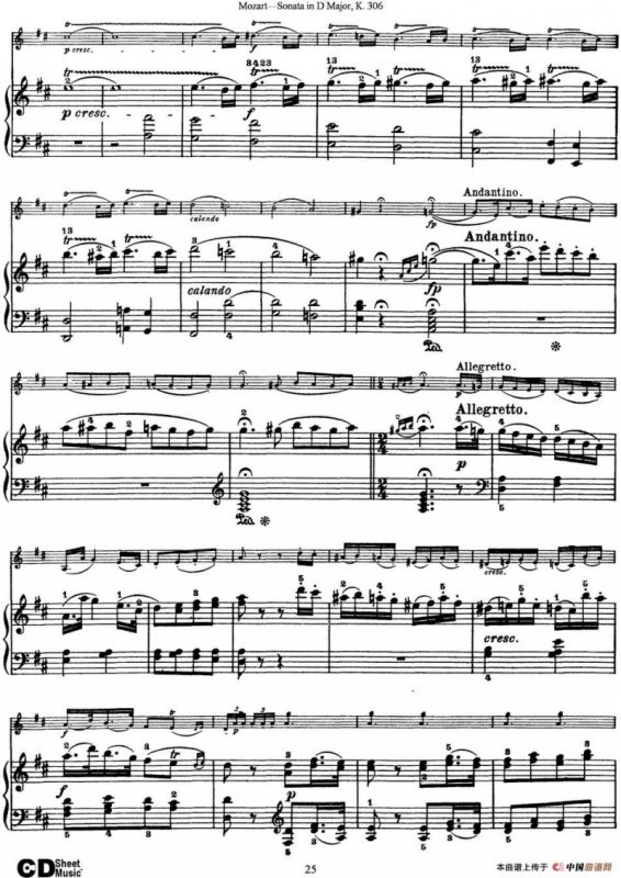 Violin Sonata in D Major K.306（小提琴+钢琴伴奏）