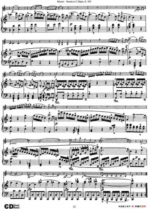 Violin Sonata in C Major K.303（小提琴+钢琴伴奏）