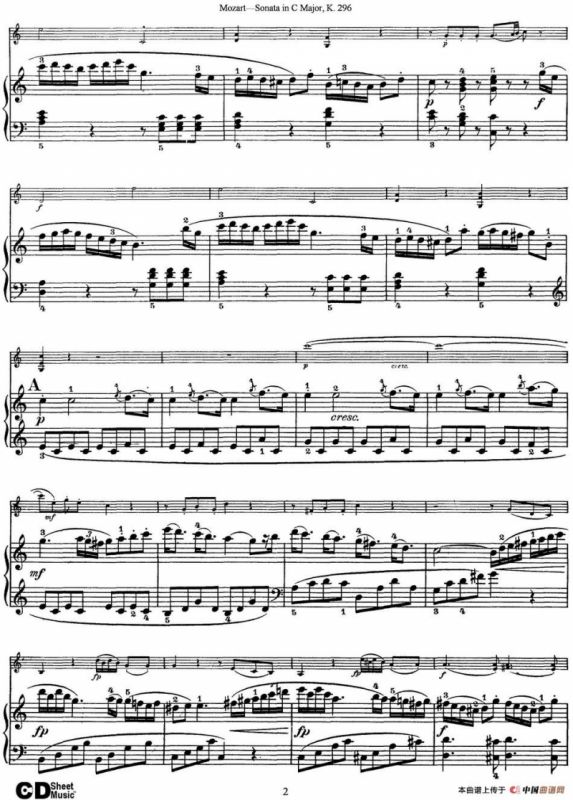 Violin Sonata in C Major K.296（小提琴+钢琴伴奏）