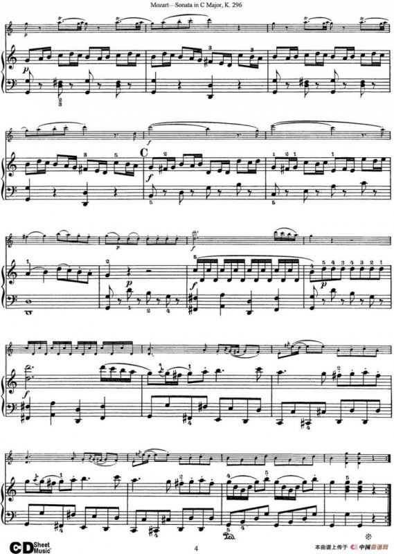 Violin Sonata in C Major K.296（小提琴+钢琴伴奏）