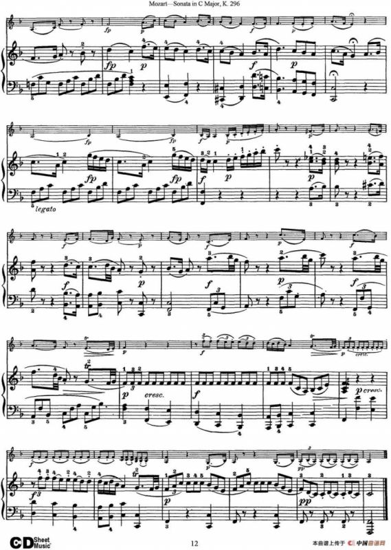 Violin Sonata in C Major K.296（小提琴+钢琴伴奏）