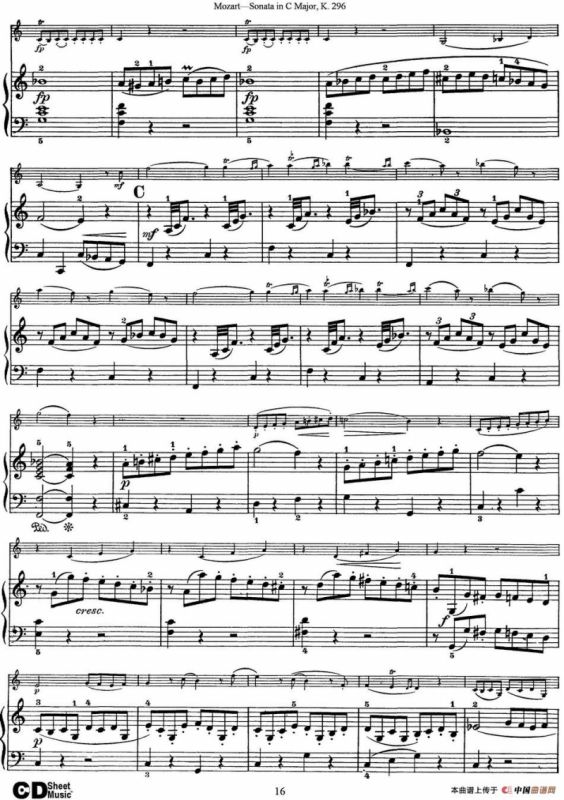 Violin Sonata in C Major K.296（小提琴+钢琴伴奏）