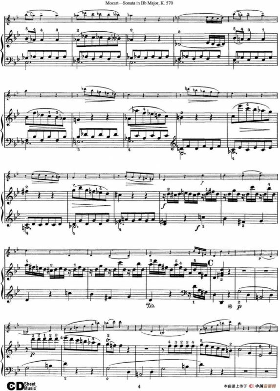 Violin Sonata in Bb Major K.570（小提琴+钢琴伴奏）
