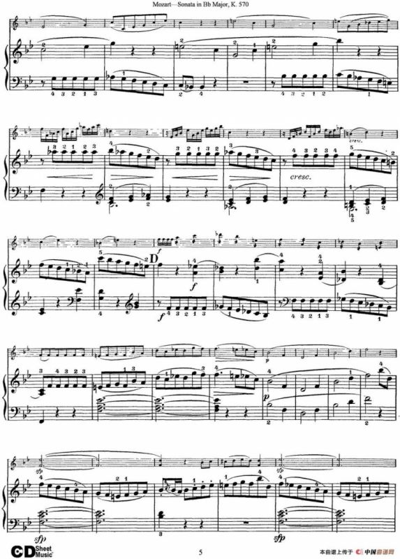 Violin Sonata in Bb Major K.570（小提琴+钢琴伴奏）