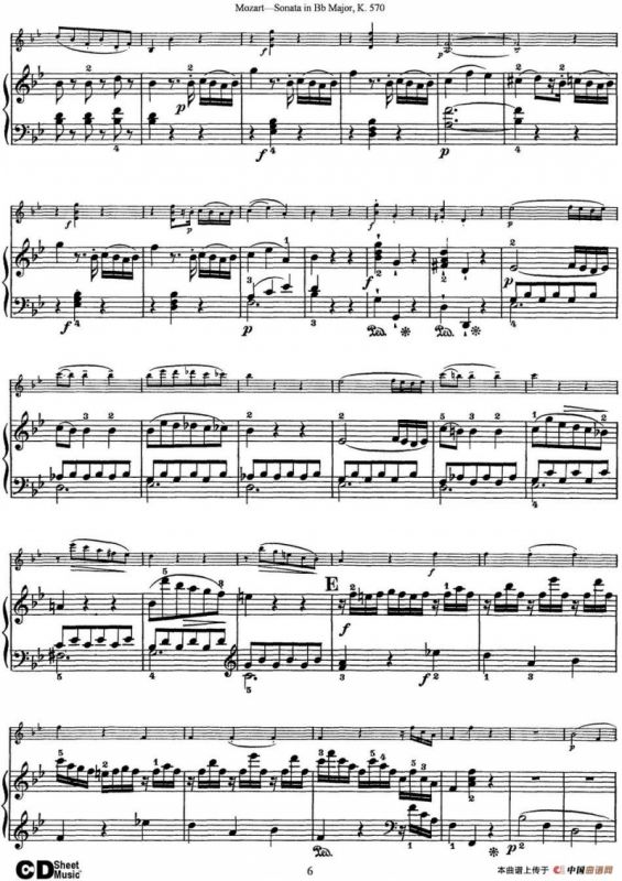 Violin Sonata in Bb Major K.570（小提琴+钢琴伴奏）