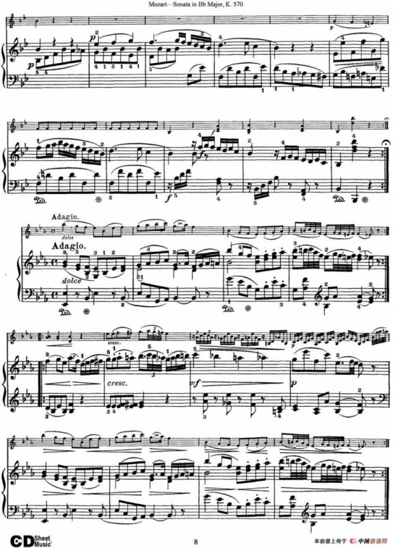 Violin Sonata in Bb Major K.570（小提琴+钢琴伴奏）