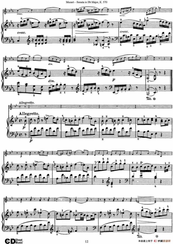 Violin Sonata in Bb Major K.570（小提琴+钢琴伴奏）