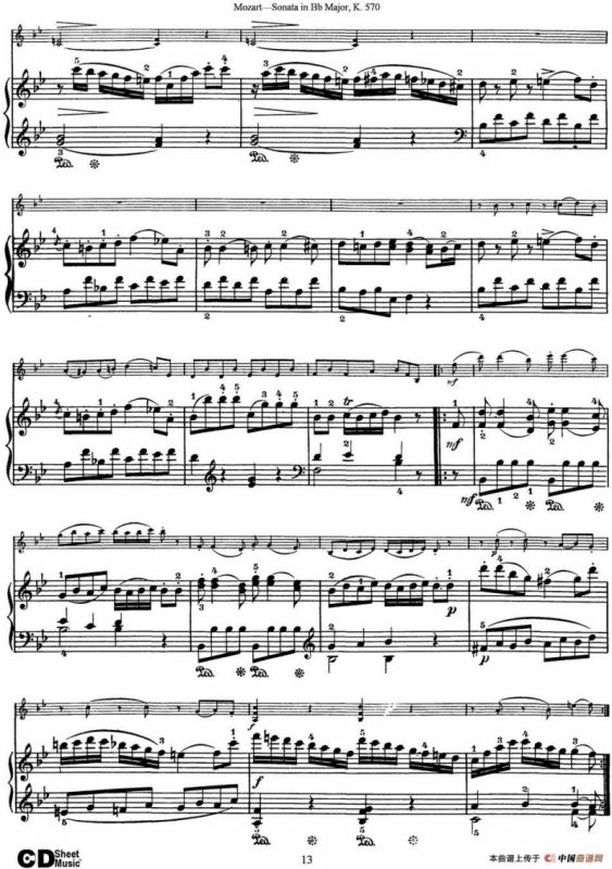Violin Sonata in Bb Major K.570（小提琴+钢琴伴奏）