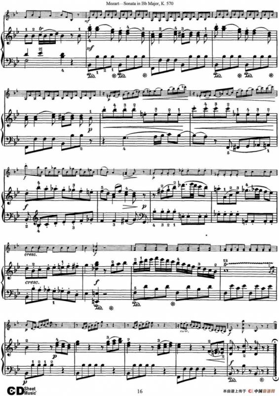 Violin Sonata in Bb Major K.570（小提琴+钢琴伴奏）