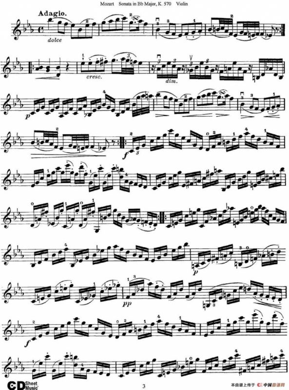 Violin Sonata in Bb Major K.570