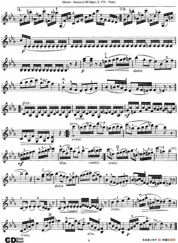 Violin Sonata in Bb Major K.570