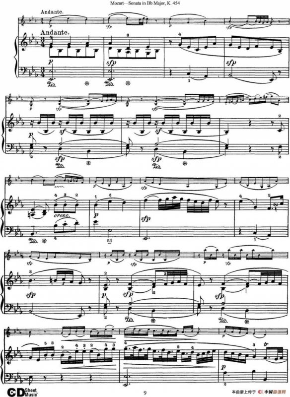 Violin Sonata in Bb Major K.454（小提琴+钢琴伴奏）